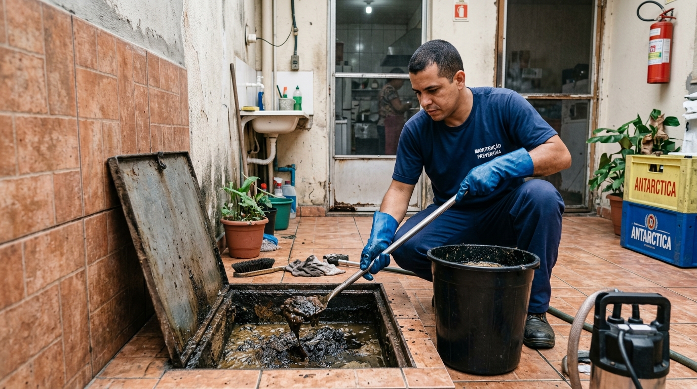 Equipe de limpeza de caixa de gordura em Campos dos Goytacazes-RJ