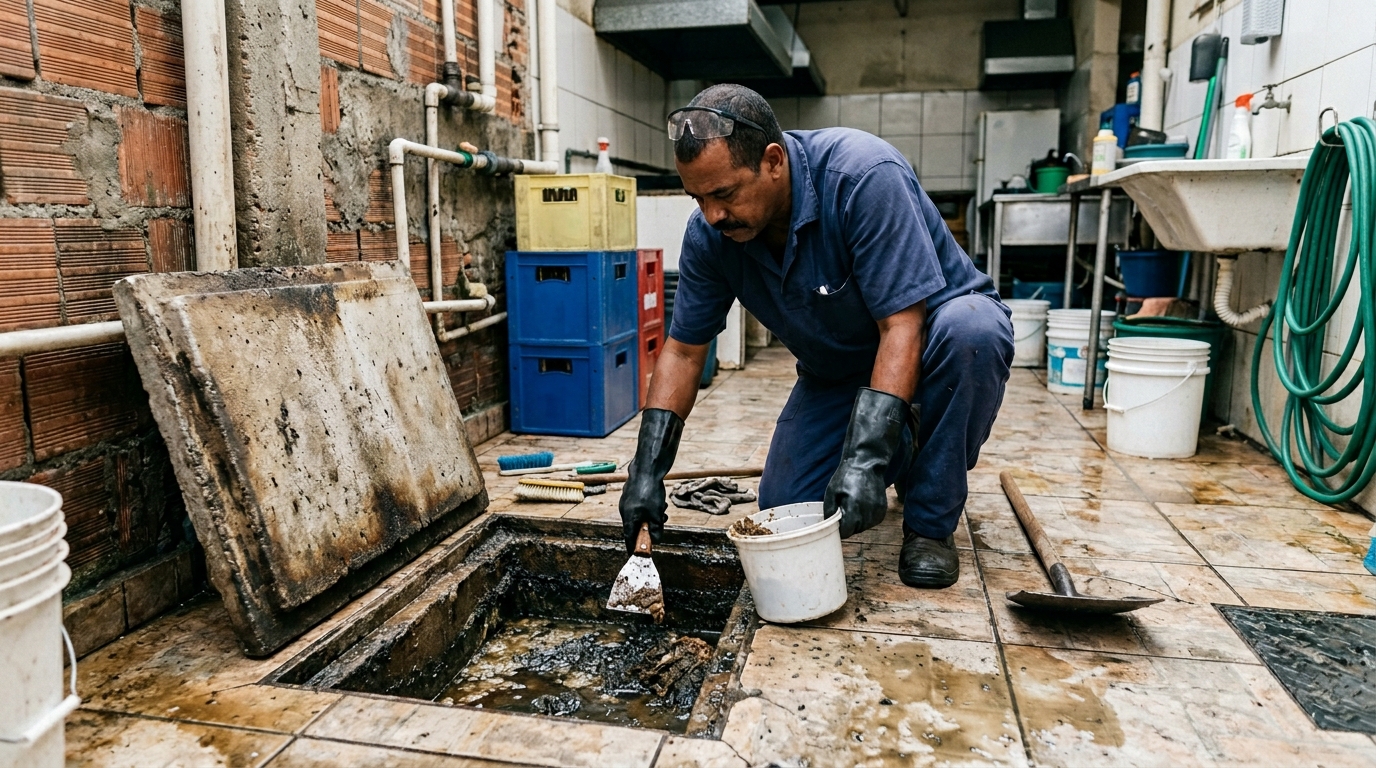 Limpeza de caixa de gordura residencial em Campos dos Goytacazes-RJ
